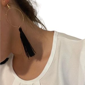 Circle & Tassel Drop Earrings 🌟